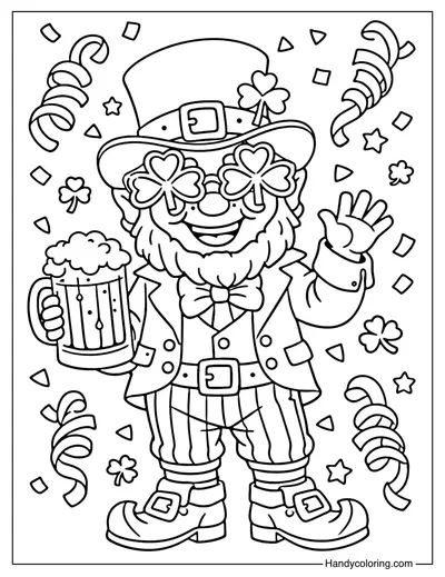 Funny Leprechaun St Patrick's Day Coloring Page