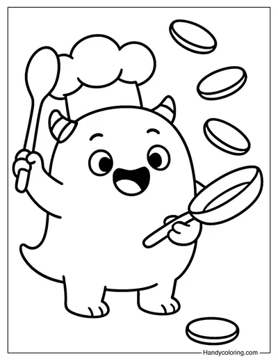 Funny Monster Chef Coloring Page