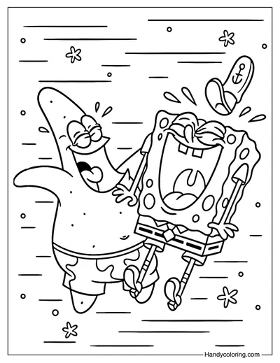 Funny Patrick and SpongeBob Coloring Page