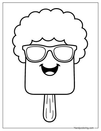 Funny Popsicle with Sunglasses Coloring Page