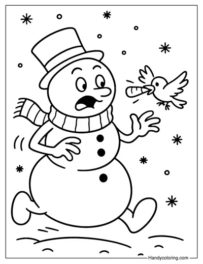 Funny Snowman Coloring Page