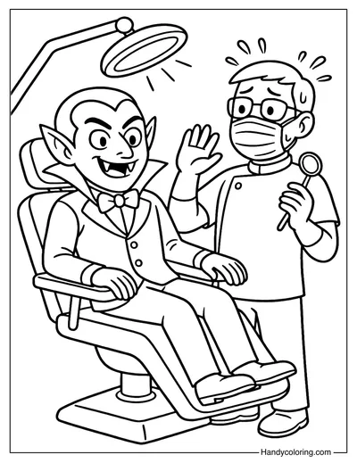 Funny Vampire Dentist Coloring Page