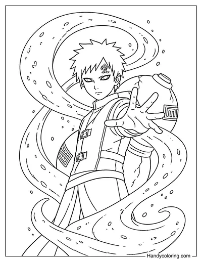 Gaara Controlling Sand with One Hand