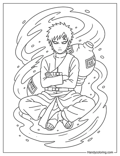 Gaara Sitting with Sand Swirl