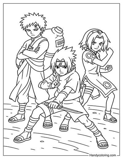 Gaara with Sasuke and Sakura