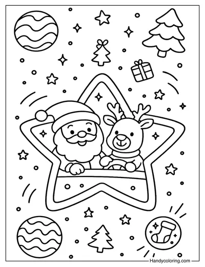 Galactic Christmas Coloring Page