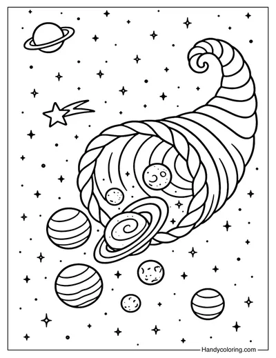 Galaxy Cornucopia Coloring Page