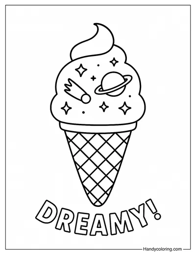 Galaxy Ice Cream Coloring Page