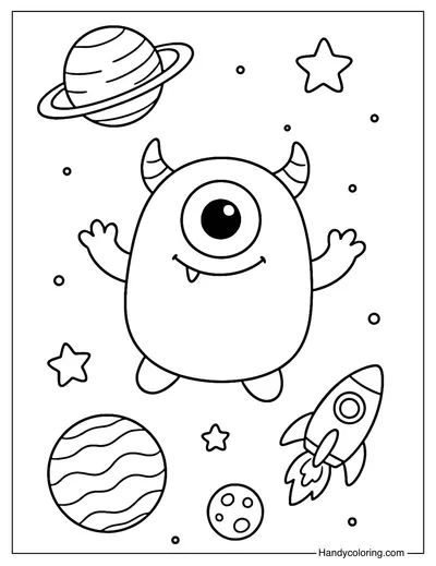 Galaxy Monster Coloring Page