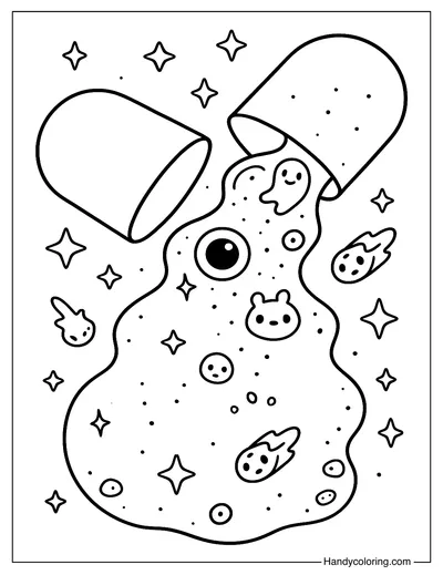 Galaxy Slime Capsule Coloring Page