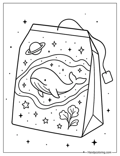 Galaxy Whale Tea Bag Coloring Page