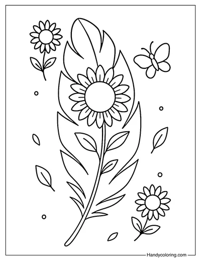 Garden Feather Coloring Page