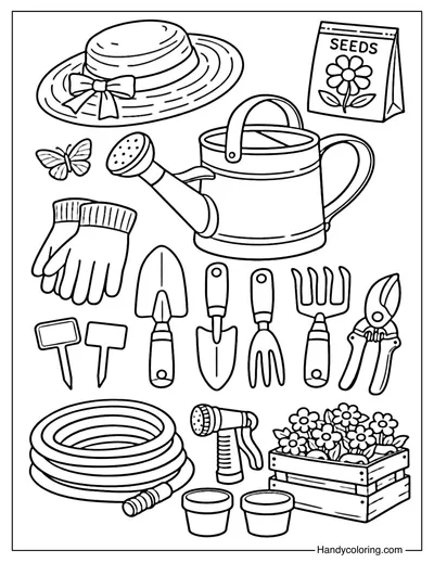 Garden Tools Coloring Page