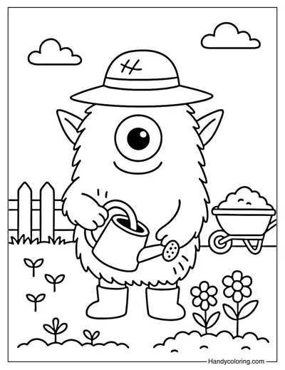 Gardener Monster Coloring Page