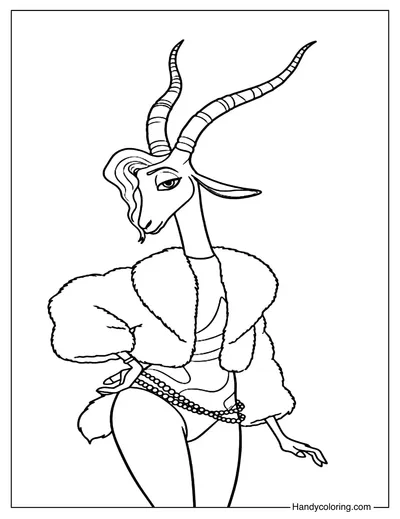 Gazelle Fashionable Coloring Page
