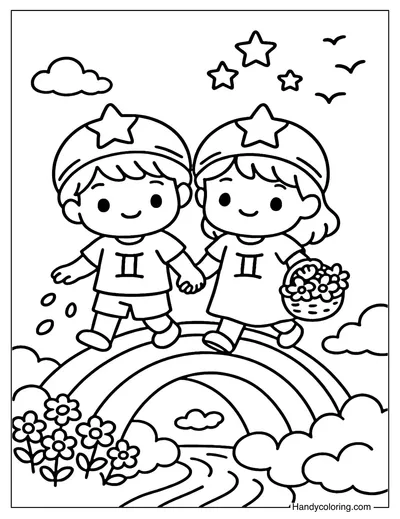 Gemini Twin Bridge Adventure Coloring Page