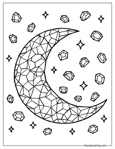Gemstone Moon Coloring Page