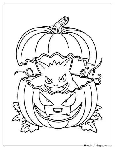 Gengar Halloween Coloring Page