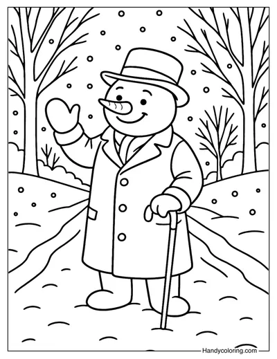 Gentleman Snowman Coloring Page