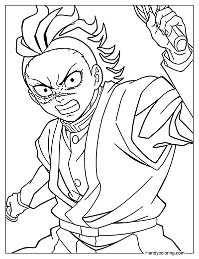 Genya Demon Slayer Infinity Castle Coloring Page
