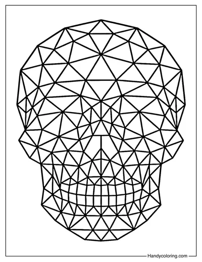 Geometric Skull Coloring Page