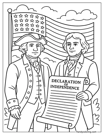 George Washington and Thomas Jefferson Coloring Page
