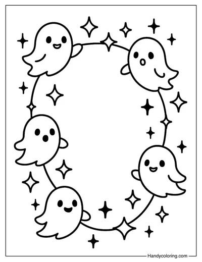 Ghost and Star Necklace Coloring Page