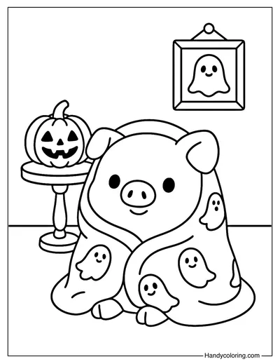Ghost Blanket Pig Coloring Page