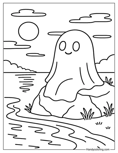 Ghost by the River Coloring Page
