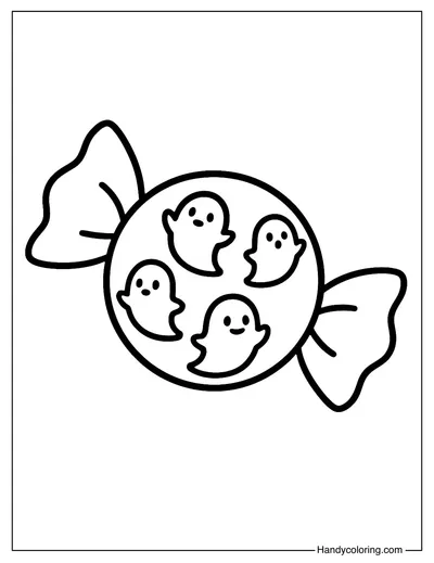 Ghost Candy Wrap Coloring Page