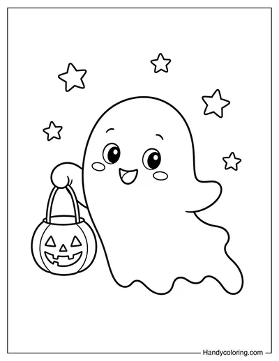 Ghost Carrying a Pumpkin Lantern
