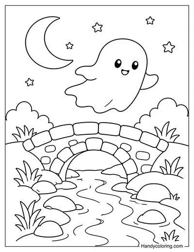 Ghost Crossing a Stone Bridge