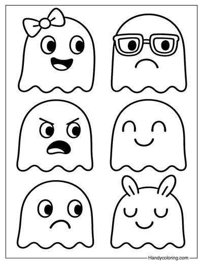 Ghost Expressions Coloring Page