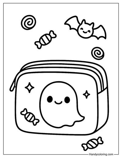 Ghost Makeup Bag Coloring Page