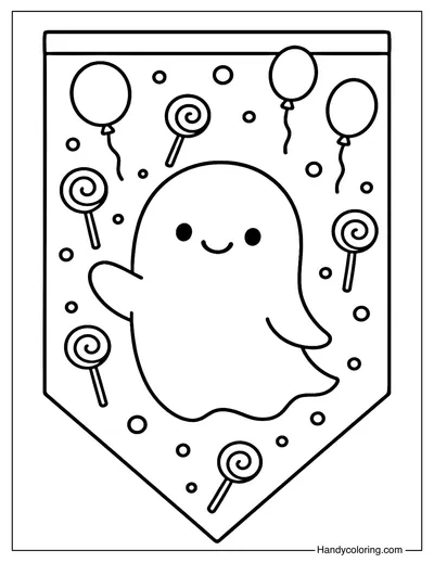 Ghost Party Flag Coloring Page