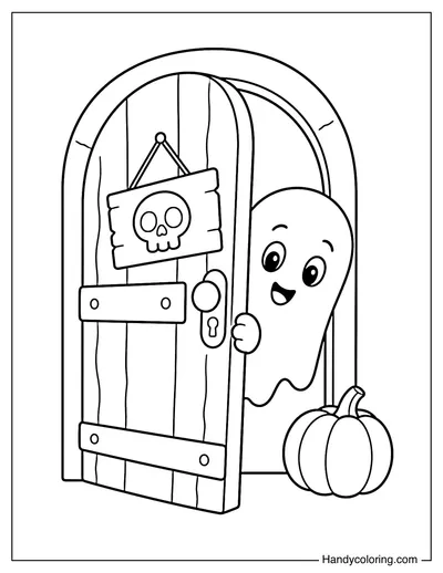 Ghost Peeking Through a Haunted Door