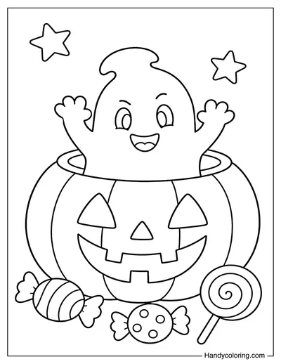 Ghost Popping Out of Jack-O'-Lantern