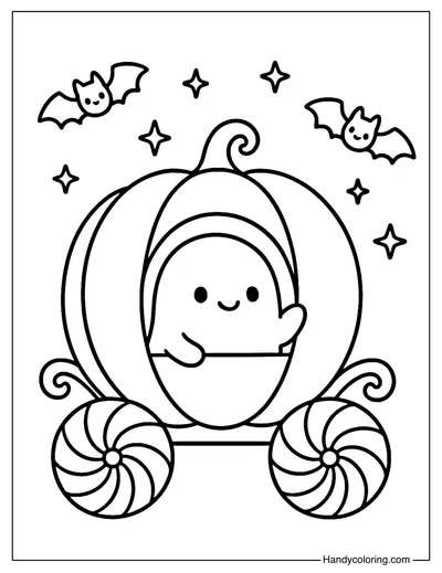 Ghost Riding Candy Carriage Coloring Page