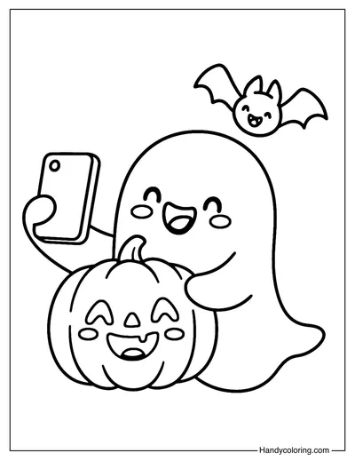 Ghost Selfie Coloring Page