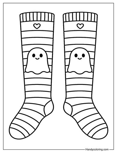 Ghost Socks Coloring Page