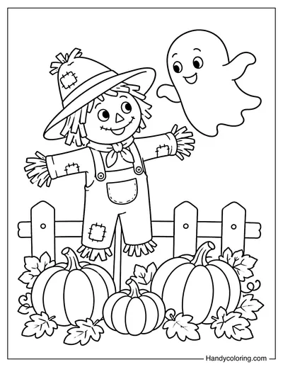 Ghost with Friendly Scarecrow