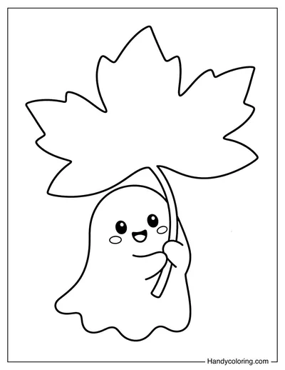Ghost with Giant Autumn Leaf
