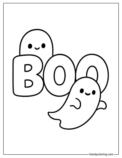 Ghostly BOO Coloring Page