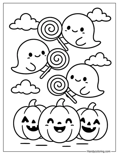 Ghostly Candy Parade Coloring Page