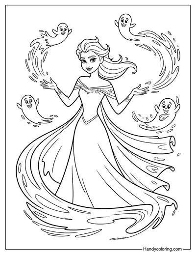 Ghostly Elsa Coloring Page