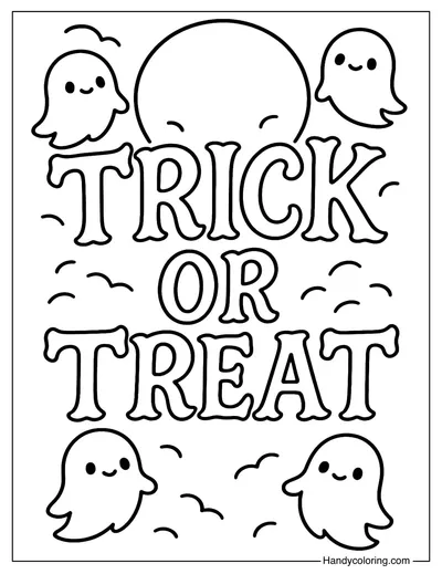 Ghostly Trick or Treat Coloring Page