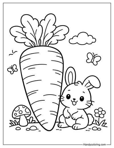 Giant Carrot Next To A Bunny