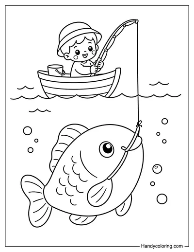 Giant Fish Pulling Fishing Line Under Boat