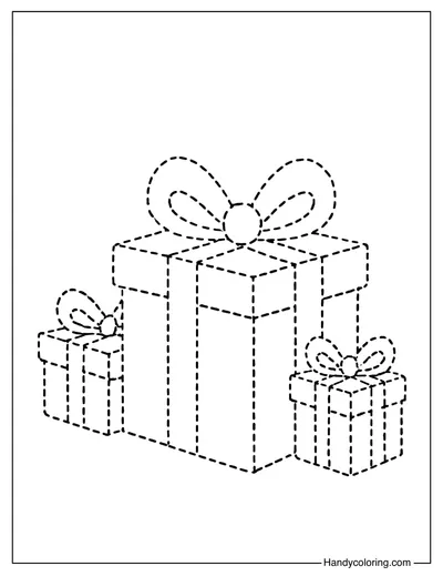 Gift Box Tracing Christmas Coloring Page
