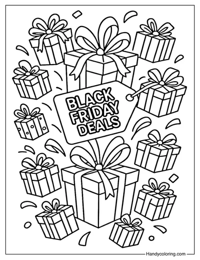 Gift Boxes Explosion Coloring Page